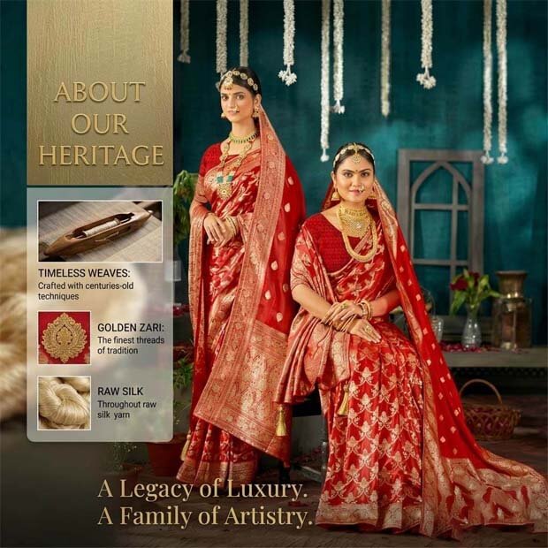 Traditional saree craftsmanship at Jagdamba Sarees
